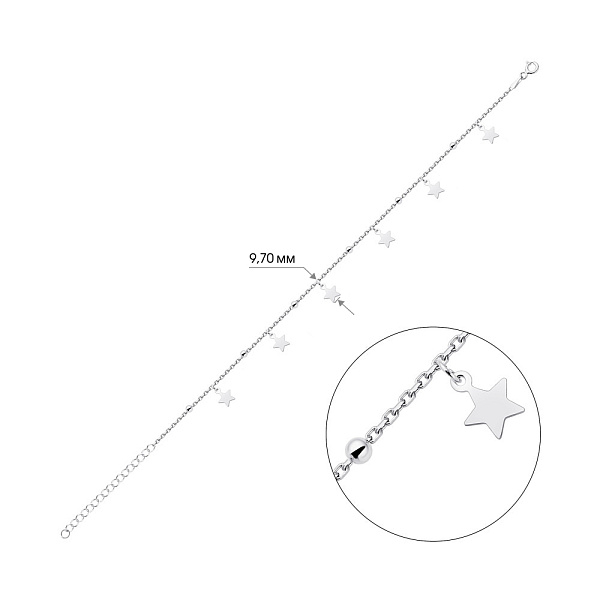 Серебряный браслет на ногу "Звезды" с подвесками (арт. 7509/3466) – изображение 2