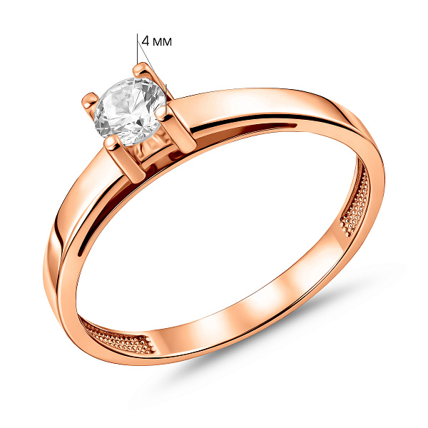 Золотое помолвочное кольцо с фианитом (арт. 140755) – изображение 3