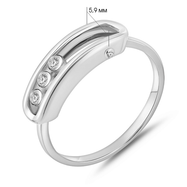 Каблучка з білого золота з фіанітами (арт. 154308б) – зображення 2