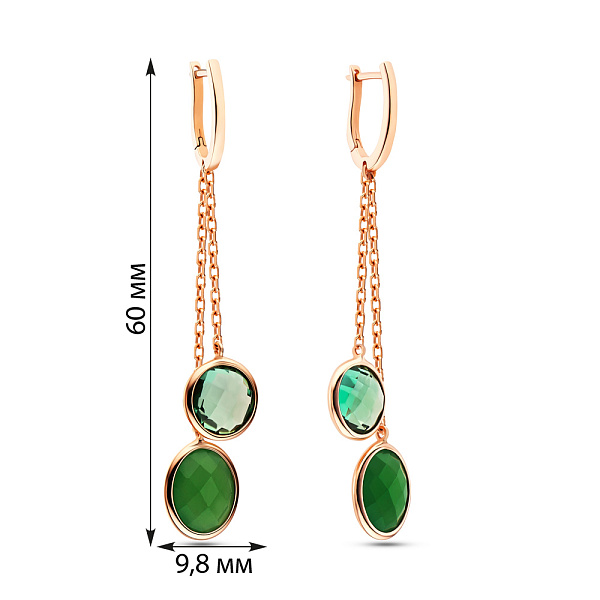 Золотые серьги с подвесками из кварца (арт. 106318Пкз) – изображение 3