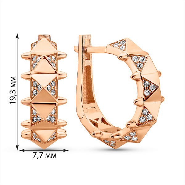 Серьги из красного золота с фианитами (арт. 1091910) – изображение 5