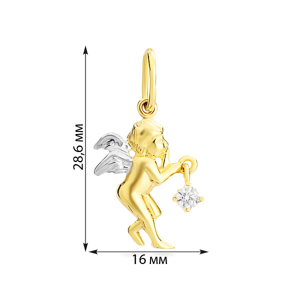 Подвес золотой "Ангел" с одним фианитом (арт. 421104ж) – изображение 2