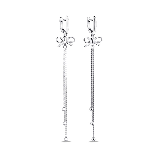 Срібні сережки Бантики з кульками (арт. 7502/9018) – зображення 1