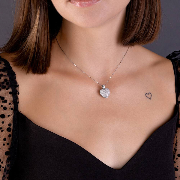 Золотой кулон Сердечко с бриллиантами (арт. П28133080б) – изображение 3