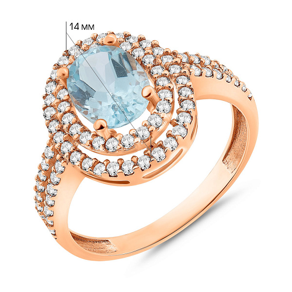 Золотое кольцо с топазом и фианитами (арт. 151275) – изображение 3