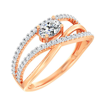 Фото Кольцо из красного золота с фианитами (арт. 140858)