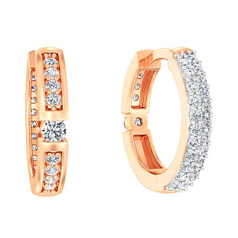 Фото Двосторонні золоті сережки з фіанітами (арт. 111164)