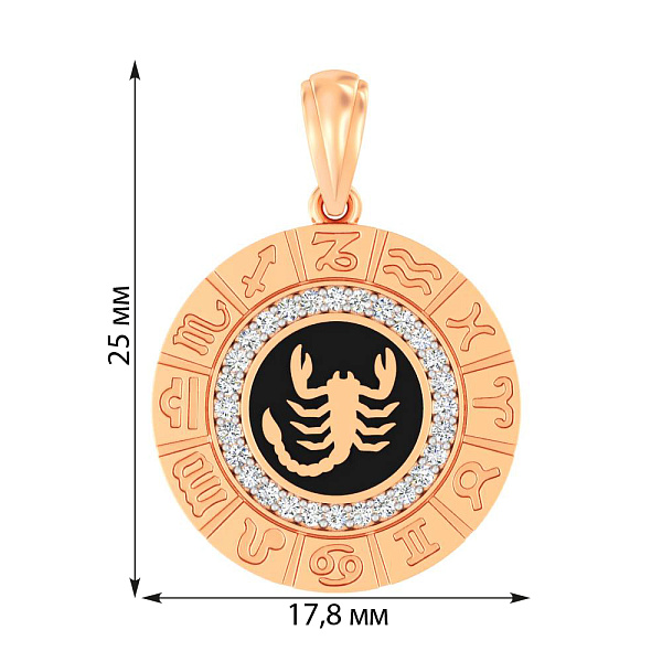 Золотой подвес "Скорпион" с эмалью и фианитами (арт. 440681ечск) – изображение 6