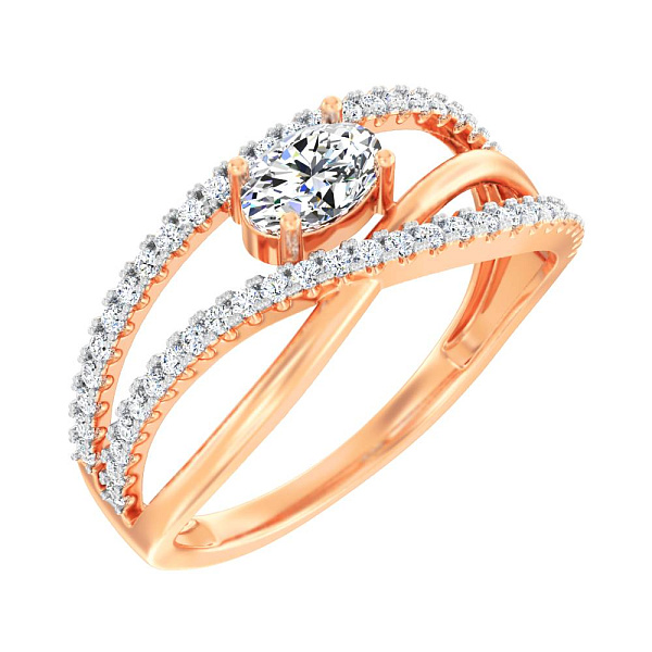 Кольцо из красного золота с фианитами (арт. 140858) – изображение 1