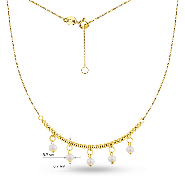 Кольє з жовтого золота з перлинами (арт. 352633жпрлб) – зображення 4