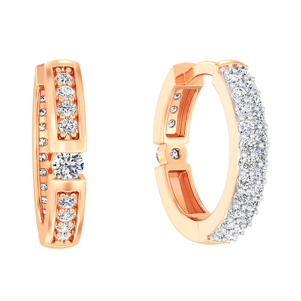 Двусторонние золотые серьги с фианитами (арт. 111164) – изображение 1
