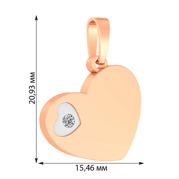 Золотая подвеска Сердечко с фианитом (арт. 440604) – изображение 2