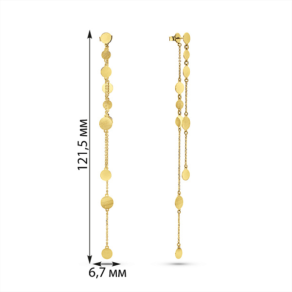 Довгі сережки з жовтого золота (арт. 1092074ж) – зображення 4