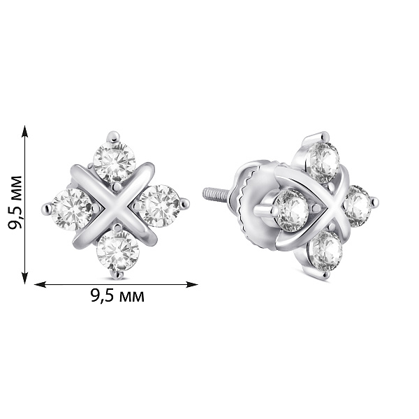 Серебряные пусеты с фианитами (арт. 7518/7253) – изображение 2