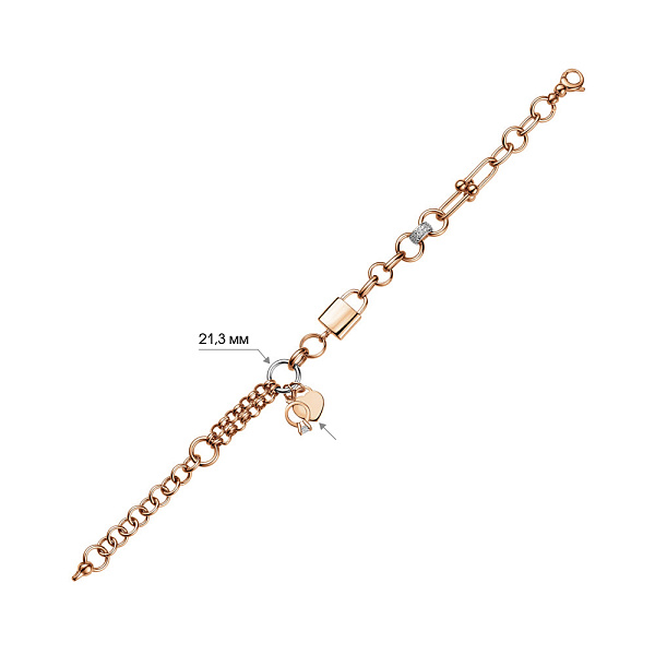 Браслет из красного и белого золота с подвесками (арт. 325802кбП2) – изображение 2