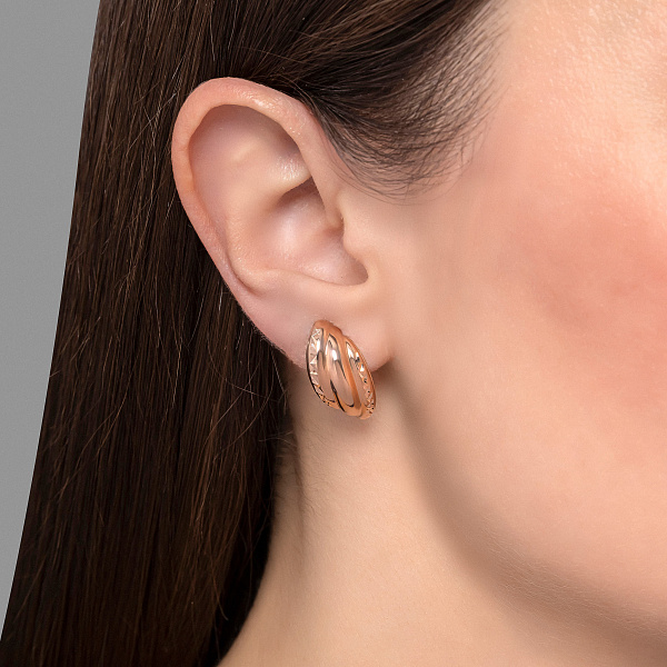 Серьги из красного золота с алмазной гранью (арт. 1092185/1) – изображение 2