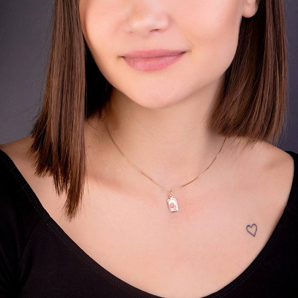 Золотая ладанка Дева Мария и Иисус (арт. 422245) – изображение 3