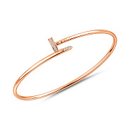 Фото Золотой жесткий браслет Гвоздь с фианитами (арт. 3261415)