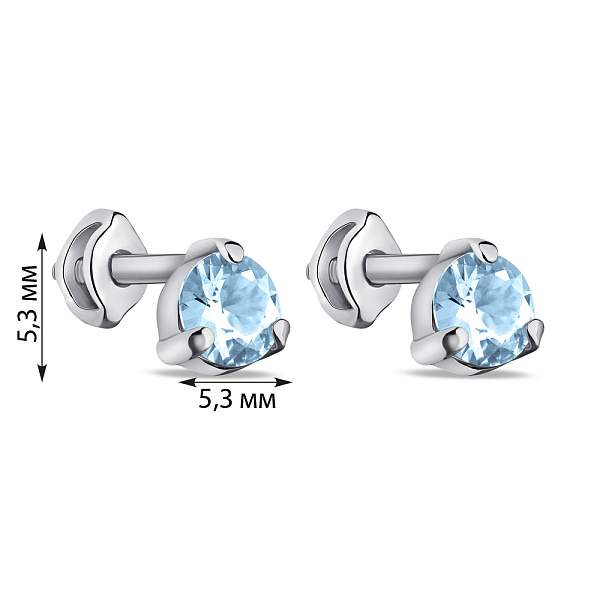 Срібні сережки-пусети з топазом (арт. 7518/557Пгсп) – зображення 2