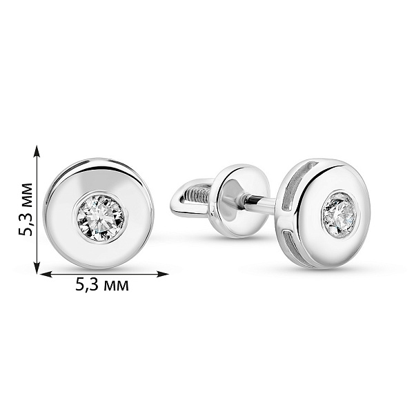 Сережки-пусети з білого золота з діамантами (арт. 2104885202) – зображення 2