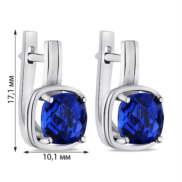 Серебряные серьги с синим кварцем  (арт. 7502/2294Пкс) – изображение 2