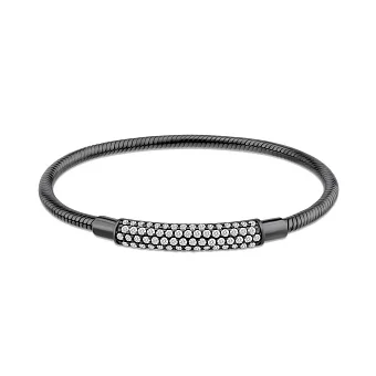 Срібний браслет з чорним родіюванням і білими фіанітами (арт. 7509/4731ч)
