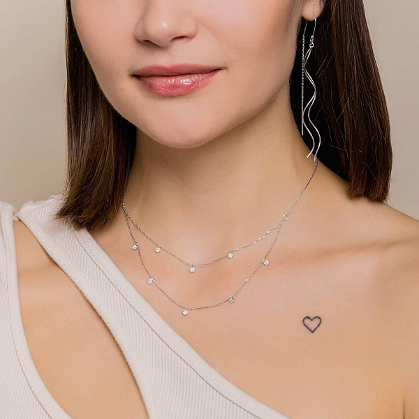 Многослойное золотое колье с бриллиантами (арт. Ц341552020б) – изображение 3