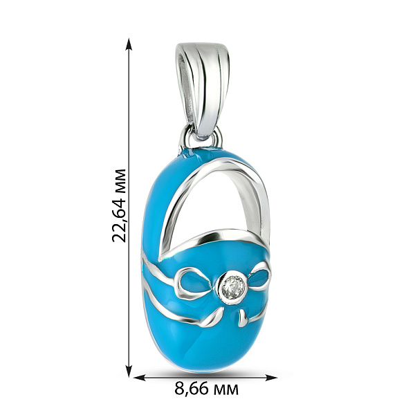 Підвіска срібна "Черевичок" з емаллю і фіанітом (арт. 7503/2239ег) – зображення 2