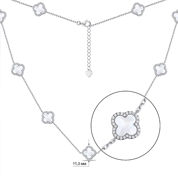 Серебряное колье с перламутром и фианитами (арт. 7507/1832/10п) – изображение 2