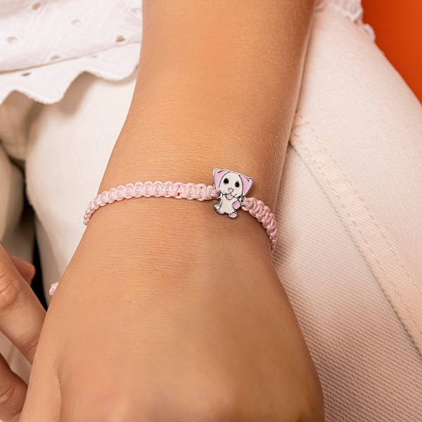 Браслет на нити с серебряной вставкой Песик (арт. 7309/А130/1ребрбрю) – изображение 2