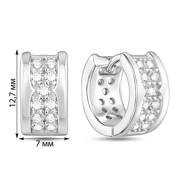 Серебряные серьги-кольца с фианитами (арт. 7502/10526/15) – изображение 2