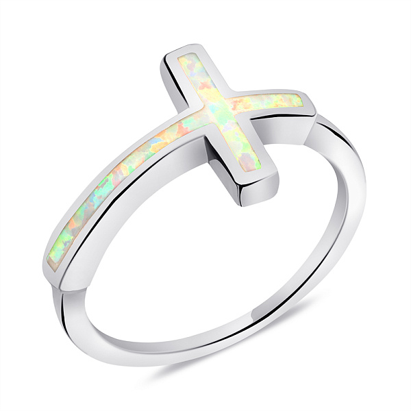 Срібна каблучка з хрестиком (арт. 7501/6681Поб) – зображення 1