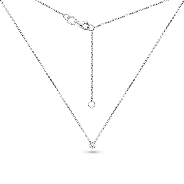 Колье из белого золота с одним бриллиантом (арт. 7108049202) – изображение 2