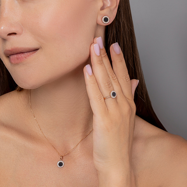 Кольцо Лýна из красного золота с эмалью и фианитами (арт. 141219еч) – изображение 7