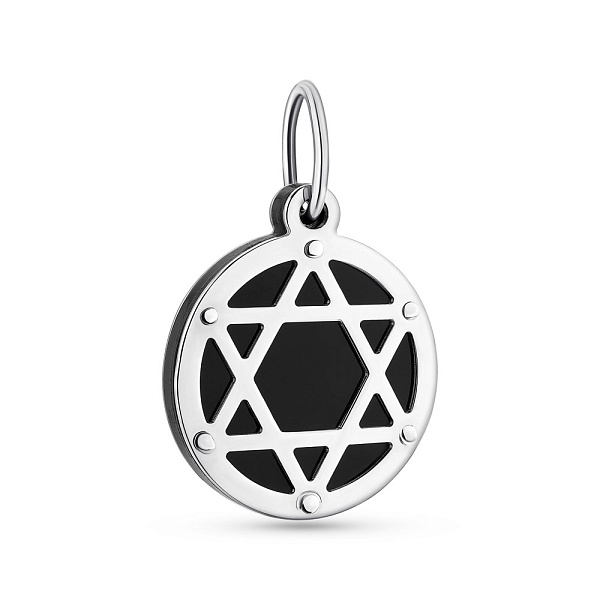 Серебряный кулон Звезда Давида с ониксом (арт. 7503/2998о) – изображение 1
