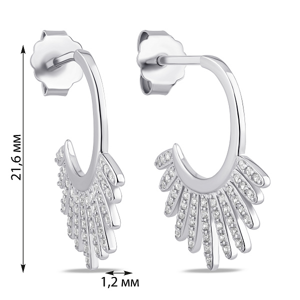 Серебряные серьги с дорожкой фианитов (арт. 7518/7322) – изображение 2