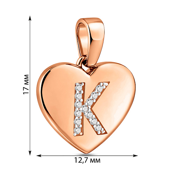 Золота підвіска Літера К з фіанітами (арт. 440985) – зображення 3
