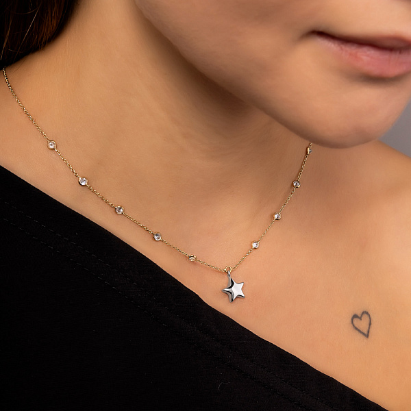 Золотое колье с подвеской (арт. 352654жб) – изображение 4