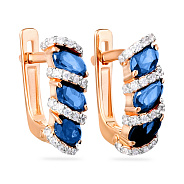 Серьги из золота с темно-голубыми топазами  (арт. 110350Пл)