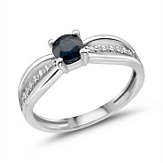 Фото Кольцо из белого золота с сапфиром и бриллиантами (арт. К011184бс)