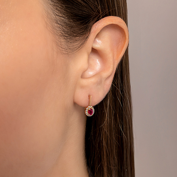 Серьги из красного золота с рубинами и бриллиантами (арт. С011785р) – изображение 2