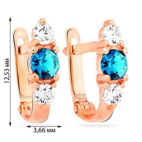 Детские золотые серьги с голубым фианитом (арт. 110316г) – изображение 4