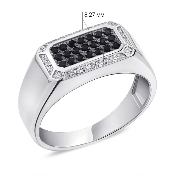 Серебряная печатка с фианитами (арт. 7506/1554рч) – изображение 2