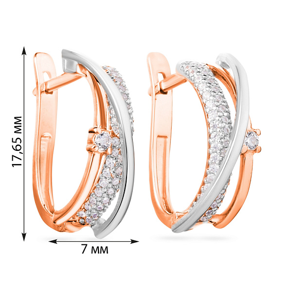 Золотые серьги Синергия с фианитами (арт. 110178) – изображение 3