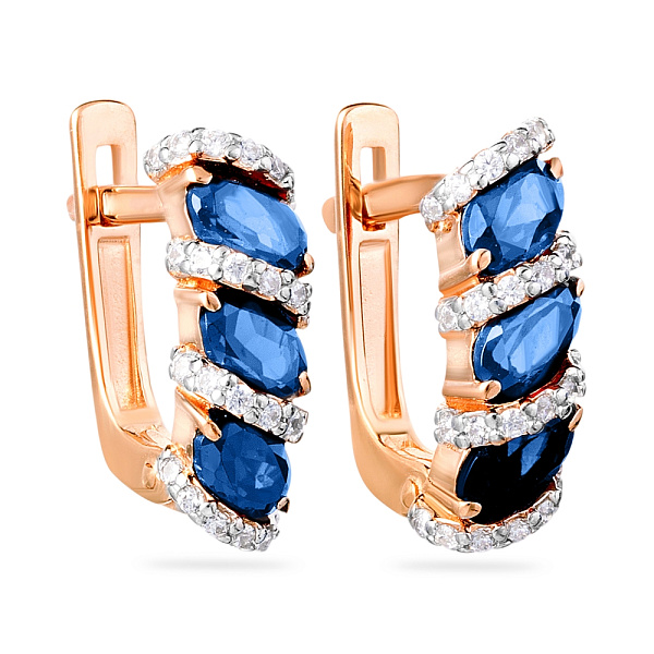 Серьги из золота с темно-голубыми топазами  (арт. 110350Пл) – изображение 1