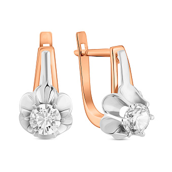 Фото Серьги из красного золота с родированием (арт. 105287)