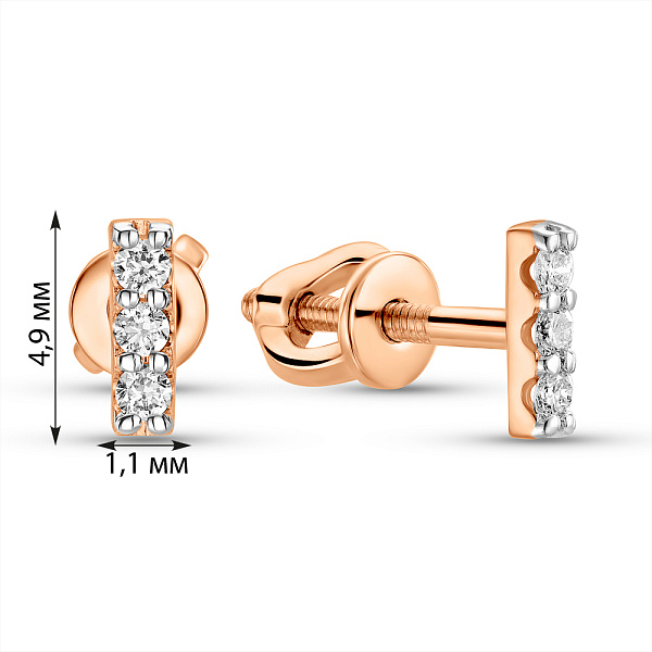 Золотые серьги пусеты с бриллиантами (арт. Т011701010) – изображение 2