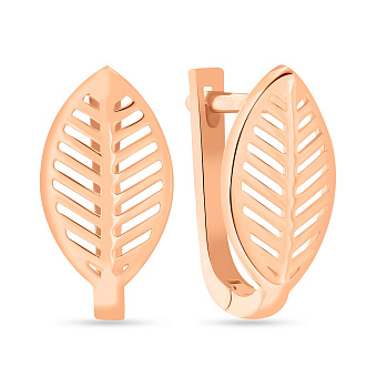 Золотые серьги "Листик" без камней  (арт. 108976)