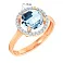 Золота каблучка з блакитним топазом та фіанітами (арт. 141158Пг) – зображення 2