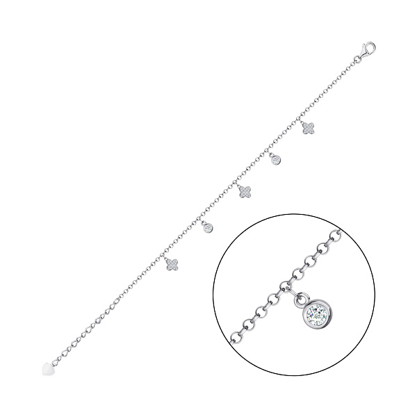Браслет срібний з підвісками і з фіанітами (арт. 7509/3045) – зображення 1